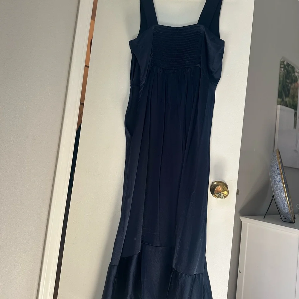 Navy Quince Satin Midi Dress - Picture 8 of 10
